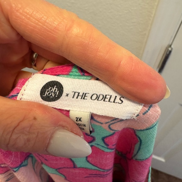 Oh Joy! The Odell Julia Linen Pink Floral Maxi Dress Puff Sleeve Anthro PLUS 2X - Picture 6 of 11